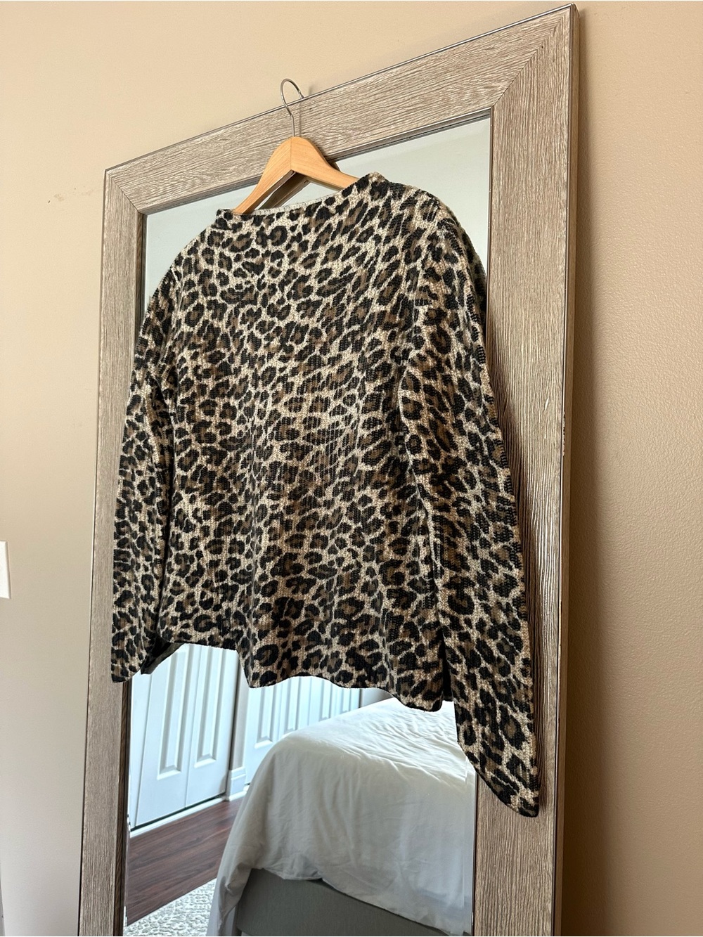 Generation Love Revolve Cheetah Print Wool Cashmere Blend Mockneck Sweater Large